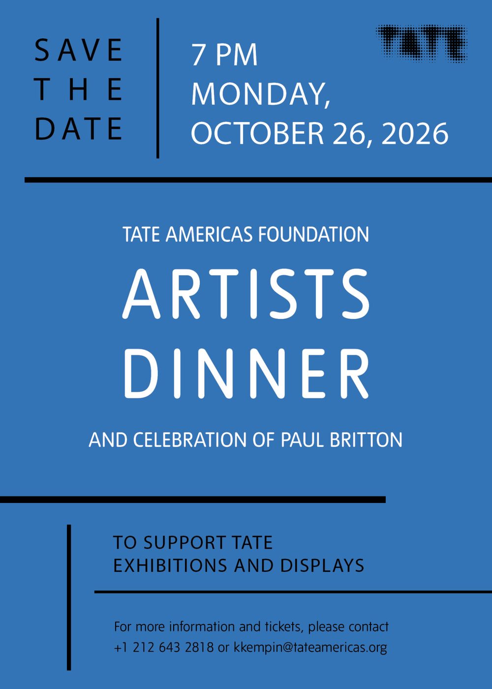 Artists Dinner 2026 Save the Date